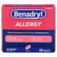 Benadryl Allergy, 25 mg, Tablets - 48 Each 
