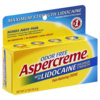 Aspercreme Pain Relieving Creme, Maximum Strength, Odor Free - 2.7 Ounce 