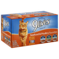 9 Lives Cat Food, Seafood & Poultry Favorites, Variety - 24 Each