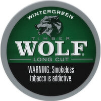 Timber Wolf Moist Snuff, Long Cut, Wintergreen - 1.2 Ounce 