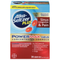 Alka-Seltzer Plus Sinus Congestion & Pain, Maximum Strength, Liquid Gels - 24 Each 