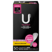 U by Kotex Liners, Thin, Regular, Wrapped - 50 Each 