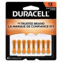 Duracell Batteries, Zinc Air, 13, 1.45 V, 8 Pack