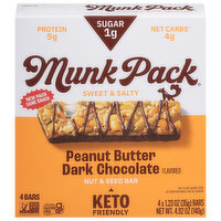 Munk Pack Nut & Seed Bar, Peanut Butter Dark Chocolate, Sweet & Salty - 4 Each 