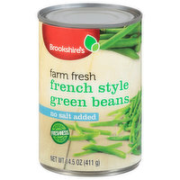 Brookshire's Green Beans, Farm Fresh, No Salt Added, French Style