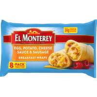 El Monterey Breakfast Wraps, Egg, Potato, Cheese Sauce & Sausage, 8-Pack Family Size - 28.8 Ounce 