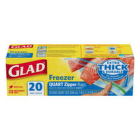 Glad Zipper Bags, Quart, Freezer - 20 Each