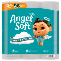 Angel Soft Bathroom Tissue, Unscented, Mega Roll, 2-Ply - 24 Each 