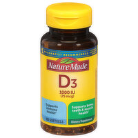 Nature Made Vitamin D3, 1000 IU (25 mcg), Softgels - 100 Each 