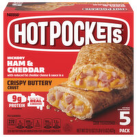 Hot Pockets Sandwich, Crispy Buttery Crust, Hickory Ham & Cheddar - 5 Each 