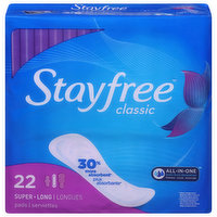 Stayfree Pads, Classic, Super Long - 22 Each 