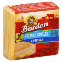 Borden Cheese Product, Pasteurized Prepared, American, Reduced Fat, 2% Milk Singles - 16 Each 