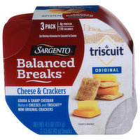 Sargento Balanced Breaks, Gouda & Sharp Cheddar, Cheese & Crackers, Triscuit, Original, 3 Packs - 3 Each