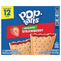 Pop-Tarts Toaster Pastries, Unfrosted, Strawberry, Value Pack