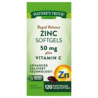 Nature's Truth Zinc, Plus Vitamin C, 50 mg, Rapid Release Liquid Softgels