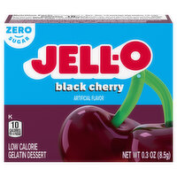 Jell-O Gelatin Dessert, Low Calorie, Zero Sugar, Black Cherry - 0.3 Ounce 