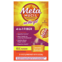 Metamucil Fiber Powder, 4-in-1, Orange, On-the-Go, Powder Packets - 30 Each 