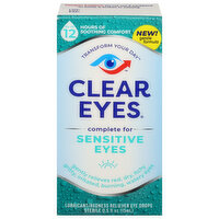 Clear Eyes Eye Drops, Lubricant/Redness Reliever, Sensitive Eyes - 0.5 Fluid ounce 