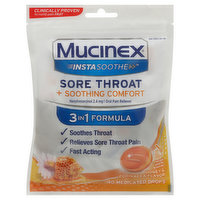 Mucinex Sore Throat + Soothing Comfort, Medicated Drops, Honey & Echinacea Flavor