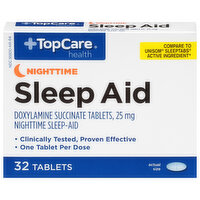 TopCare Sleep Aid, Nighttime, 25 mg, Tablets - 32 Each 