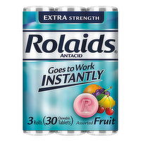 Rolaids Antacid, Extra Strength, Tablets, Assorted Fruit - 3 Each 