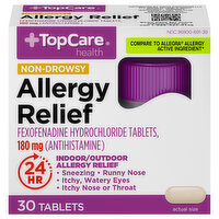 TopCare Allergy Relief, Non-Drowsy, 180 mg, Tablets - 30 Each 