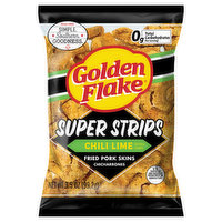 Golden Flake Chicharrones, Fried Pork Skins, Super Strips, Chili Lime - 3.5 Ounce 