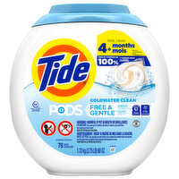 Tide Detergent, Free & Gentle, Coldwater Clean, Pacs - 76 Each 