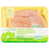 Super 1 Foods Chicken Breasts, Boneless & Skinless, Thin Sliced