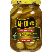 Mt Olive Pickles, Kosher Hamburger Dill Chips, Mini Stuffers