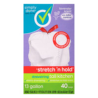 Simply Done Tall Kitchen Bags, Drawstring, Lavender Scent, 13 Gallon - 40 Each 