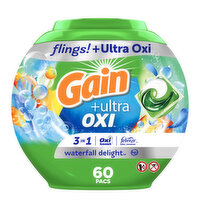 Gain Flings Ultra Oxi Laundry Detergent Pacs Waterfall Delight - 60 Each 