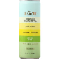 SkinTe Sparkling Tea, Collagen, Lemon Lime - 12 Ounce