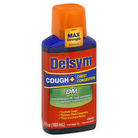 Delsym Cough + Chest Congestion, Max Strength, Liquid, Cherry Flavored - 6 Ounce