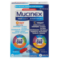 Mucinex Cold & Flu, Maximum Strength, Day/Night, Caplets