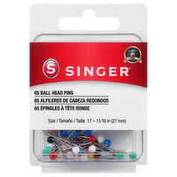 Singer Head Pins, Ball - 65 Each 