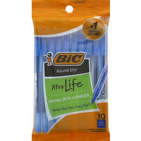 BiC Ball Pens, Xtra Life, Blue Ink, Medium - 10 Each 