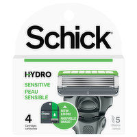 Schick Cartridges, 5 Blades, Sensitive - 4 Each 