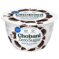 Chobani Yogurt, Greek, Nonfat, Zero Sugar, Milk & Cookies Flavored - 5.3 Ounce 