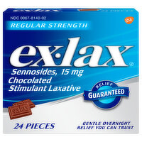Ex-Lax Stimulant Laxative, Regular Strength, 15 mg, Chocolated - 24 Each
