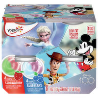 Yoplait Yogurt, Low Fat, Strawberry/Blueberry, Disney 100