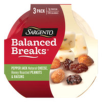 Sargento Balanced Breaks, Pepper Jack/Peanuts/Raisins, 3 Pack - 3 Each