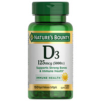 Nature's Bounty Vitamin D3, 125 mcg, Rapid Release Softgels - 150 Each 