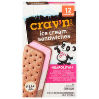 Crav'n Flavor Ice Cream Sandwiches, Neapolitan - 12 Each 