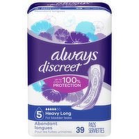 Always Discreet Pads, Heavy Long 5, Lightly Scented - 39 Each 