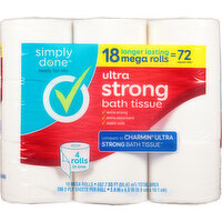 Simply Done Bath Tissue, Ultra Strong, Mega Roll, 2-Ply - 18 Each 