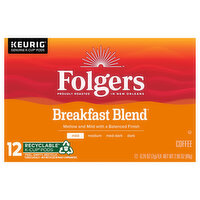 Folgers Coffee, Mild, Breakfast Blend, K-Cup Pods - 12 Each 