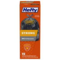 Hefty Trash Bags, Drawstring, Multipurpose, Large, 30 Gallon