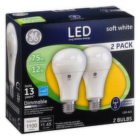 GE Light Bulbs, LED, Soft White, 12 Watts, 2 Pack - 2 Each
