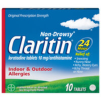 Claritin Indoor & Outdoor Allergies, Non-Drowsy, 10 mg, Tablets - 10 Each 